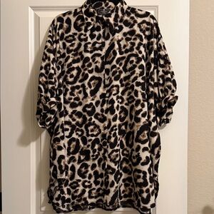 Camellia Leopard Print Button-Up Blouse